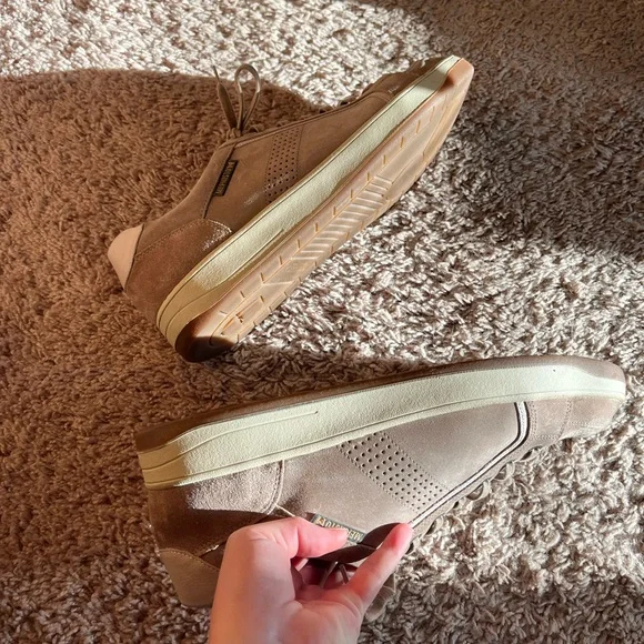 MEPHISTO HARRISON Mens Sneakers Taupe Beige Leather Velvet Size 12 - Picture 7 of 10